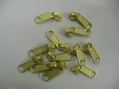YKK Zipper Slides 5 Non-Locking For Metal Zipper  12 Pack - BRASS/Gold - NEW • $8.23