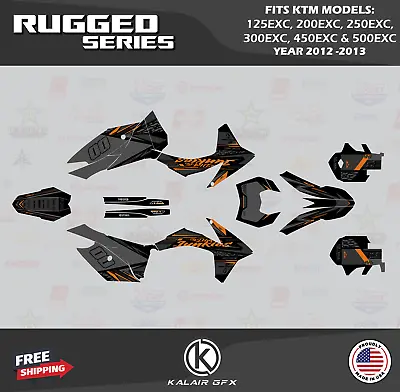 Graphics Kit For KTM 125 200 250 300 450 500EXC (2012-2013) Rugged-Orange-Shift • $215.69