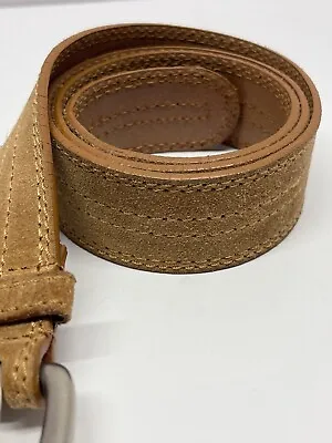 Ralph Lauren Vtg Double Prong Tan Suede Leather Men Womens Belt 40  Top Stitched • $40