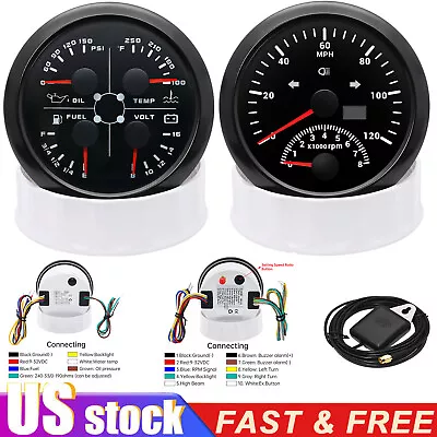 2 Gauge Set 85mm GPS Speedometer 120MPH&85mm 4 IN 1 Multifunction Gauge US STOCK • $85.89