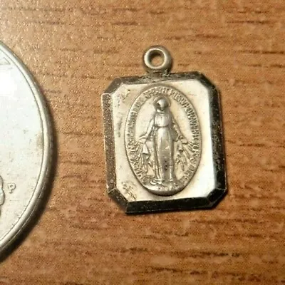  Antique Petite Catholic Miraculous Medal .925 Sterling Silver #35a • $24.87