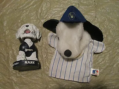 Mlb Milwaukee Brewers 2014-hank The Dog Bobblehead 6'' & Vtg.dog Hand Puppet Set • $9.99