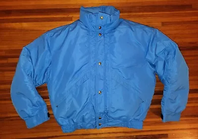 Woolrich Puff Coat Jacket Royal Blue Down Fill Mens Large L Vintage Outdoor • $14.99