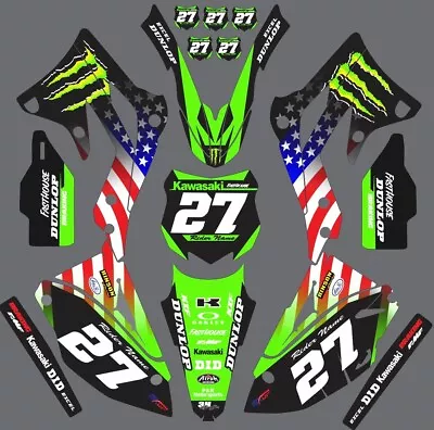 Graphic Kit For 2012-2015 Kawasaki KXF450 KX450f KX 450f Decals American Monster • $96.99