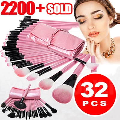 $17.97 • Buy 32pcs Makeup Cosmetic Brushes Brush Blusher Set Kit Foundation Leather Case