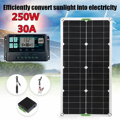 £32.96 • Buy 250W Solar Panel Kit 12V Battery 30A Charger Controller FIT For Car RV Caravan
