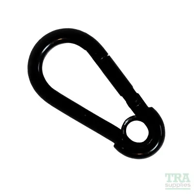 Black Carbine Hook With Eye Plated Snap Hook Theatre Clip Rigging 6mm 8mm 10mm • £3.25