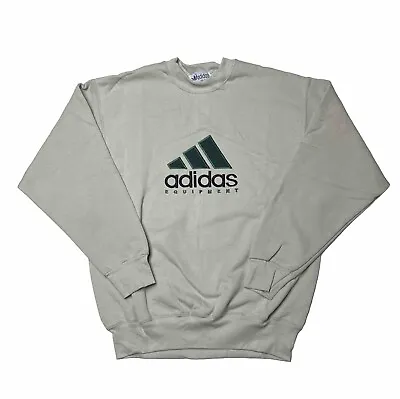 Vintage 90s Bootleg Adidas Equipment Embroidered Tan Crewneck Sweatshirt SZ L • $36