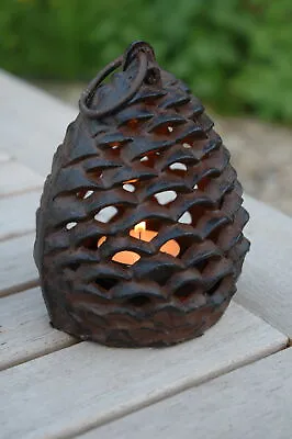 £16.99 • Buy Small Cast Iron Pine Cone Tealight Candle Holder Lantern 13cm