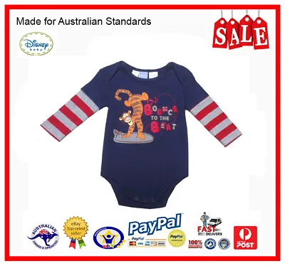 AUS LICENSED Baby Toddler Size Boys Disney Baby Tigger Growsuit Bodysuit SALE • $15.66
