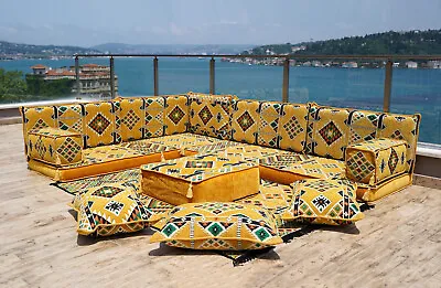 Yellow L Shape Floor Couch 70s Sofa Sofa Vintage Sofa Mid Century Sofa Cover • $799