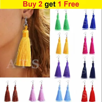 Boho Long Tassel Dangle Earrings Fringe In Large Variation Of Colours For Women • £3.29