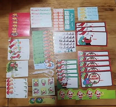 $7.99 • Buy Large Vintage Lot Of 55 Christmas Gift Tags 1 Book Of 15 Pages Of Seals MCM