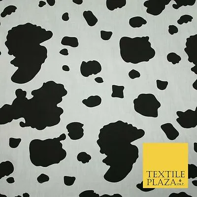 Black And White Cow Animal Printed Poly Cotton Fabric Polycotton Dress Craft5021 • £1.50