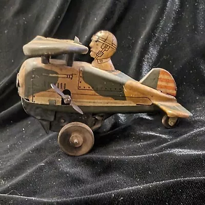 Marx Looping Rollover USAF Airplane Tin Litho Wind Up Toy Plane - Works! • $29.99