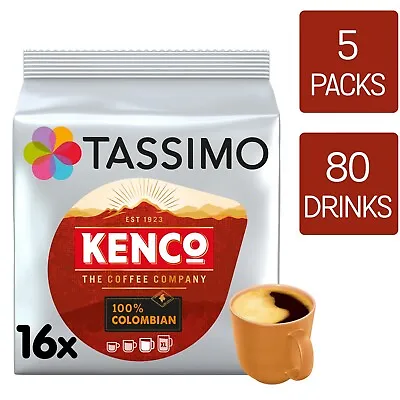 Tassimo Coffee Pods Kenco Colombian Coffee 5 Packs (80 Drinks) • £23.49