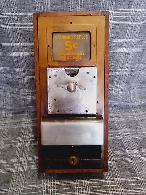 RARE: Vintage Vendorama 5¢ Ballpoint Pen Refills Vending Machine Wooden Side Cab • $137.50