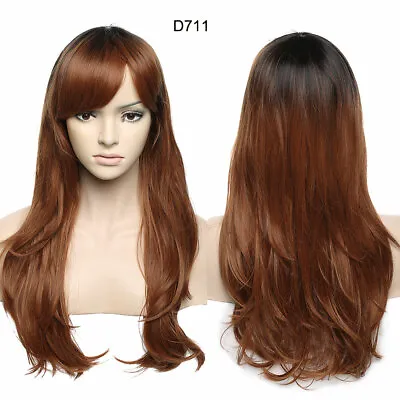 US Fashion Long Straight Natural Wigs Real As Human Hair Cosplay Party For Lady • $19.32
