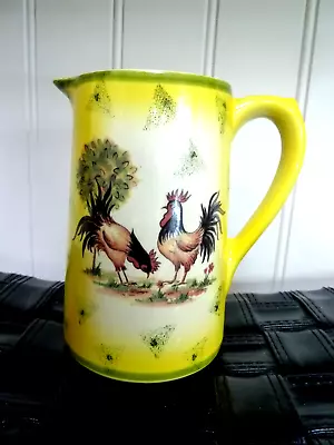 Vtg. STAFFORDSHIRE Ironstone Pitcher W/Roosters Chickens Farm Decor • $23.99