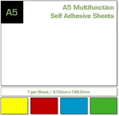 A5 Sticky Coloured Printer Labels. Choose From White Red Green Yellow & Blue  • £112.95