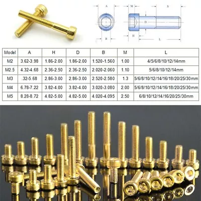 10-50PC Titanium Plating Gold Allen Screws Cylindrical Cup Head Socket Hex Bolts • $7.82