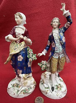 Pair A/F Antique Chelsea  Samson Paris Porcelain Figure Anchor Mark Lady Gent • £19.99