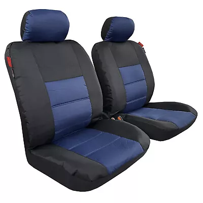 $75.89 • Buy Canvas Seat Covers Black Blue For Mitsubishi Triton Dual Cab MQ ML MN Front Set