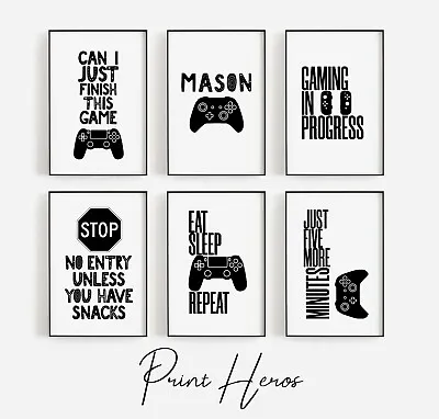 Gaming Prints For Game Room Boys Gamer Poster Games Room Wall Art PlayStation • £4.79