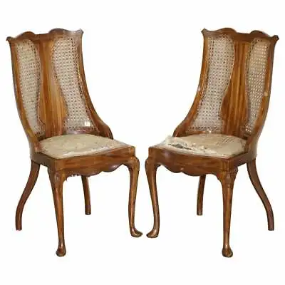£450 • Buy Lovely Pair Of Art Deco Walnut & Rosewood Bergere Side Chairs Part Of Suite