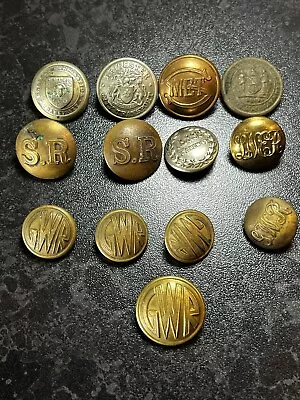 Antique Steam Railway & Tram Line Transport Uniform Buttons Joblot Collection  • £45