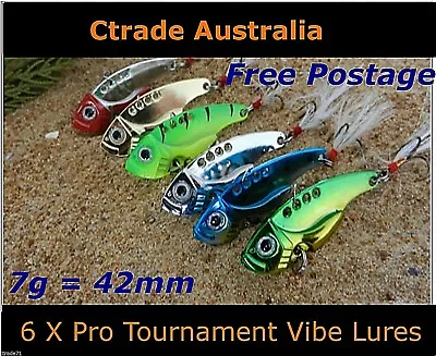 $14.95 • Buy Vibe Fishing Lures Switch Blade Lure 6 Pack 42mm 7g Pro Vibes Bream Flathead A1!