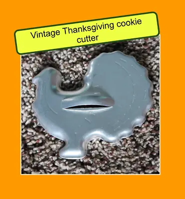 💜  Thanksgiving Turkey Mirro Silver Aluminum Vintage Cookie Cutter With Handle • $11.90