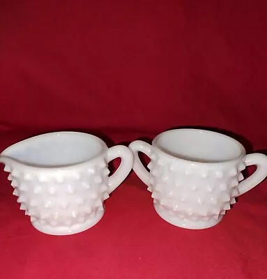 Mini Milk Glass Hobnail Sugar/Creamer • $9.60