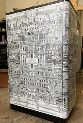 £1500 • Buy Vintage Wardrobe 1930s Reflesso Fornasetti Modernist 1950s 60s Armoire Italian
