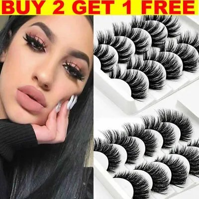 5Pair 3D Mink False Eyelashes Wispy Cross Long Thick Soft Fake Eye Lashes UK • £3.89