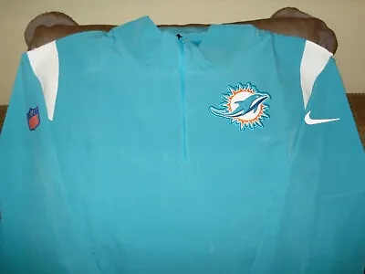 NFL Miami Dolphins Nike Aqua Coaches Sideline L/S 1/4 Zip Golf Jacket Men's 2XL • $55.99
