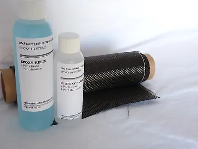 Carbon Fiber Cloth 6  X 36  Plain Weave Kit And Epoxy Resin For Repair  • $43.74