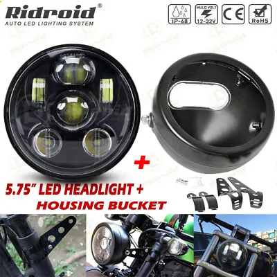 5 3/4  Headlight Bucket Housing + 5.75  LED Headlamp For Honda Shadows Motorbike • $53.99