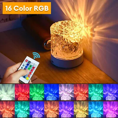 LED Cube Water Ripple Night Light USB Projection Crystal Table Lamp RGB Dimmable • £14.35