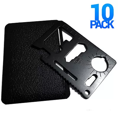 10x Black 11-in-1 Multi Tool Credit Card Wallet Knife Pocket Survival Camping • $9.98