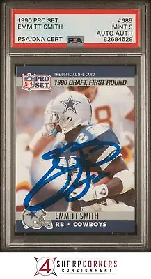 1990 Pro Set #685 Emmitt Smith Rc Cowboys Hof Psa 9 Dna Auto Auth • $139.95