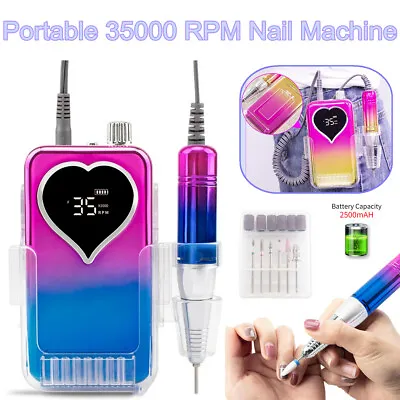 Nail Drill Machine Pro 35000RPM Rechargeable Electric Portable Manicure Pedicure • $68.61