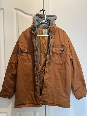 Dickies Vintage 🔥 Jacket Large Zip Quilt Button Work Chore Coat Tan Brown Hood • $40