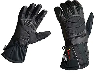 Men's Motorbike Gloves Motorcycle Waterproof Windproof Leather/Textile  • £10.99