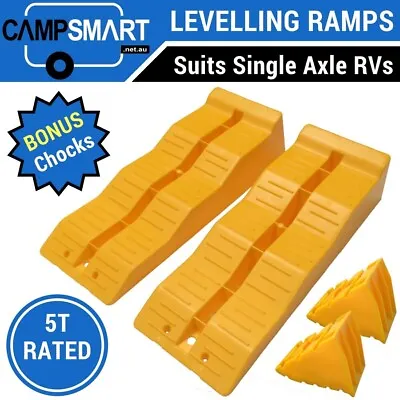 $59.95 • Buy 3 Step Levelling Ramps & Chocks For Single Axle Caravan, Camper Trailer, RV Ramp