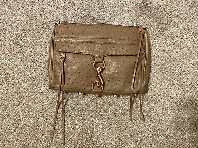 Rebecca Minkoff Ostrich Embossed Leather M.A.C. Clutch Rose Gold Hardware Tan • $25