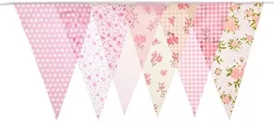 Pink Vintage 10 Metre PVC Bunting With 20 Pennants Tea/Garden/Birthday Party • £2.75