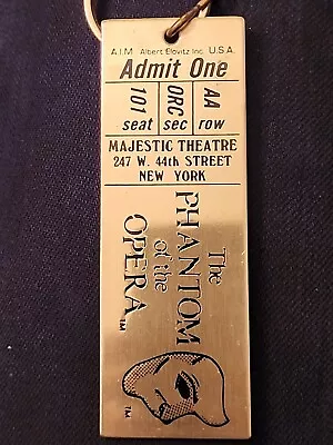 The Phantom Of The Opera Broadway Ticket Brass Keychain Majestic Theater • $9.99