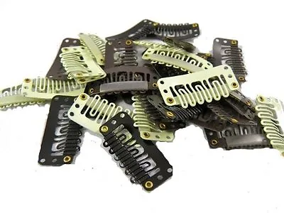 Brown Black Blonde Hair Piece Snap Clips Extensions Wig Weft 28/32mm Micro Rings • £2.75