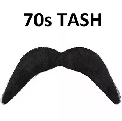 70s 70's Fancy Dress Tash Moustache Self Adhesive Cowboy Mexican Black New • £3.35